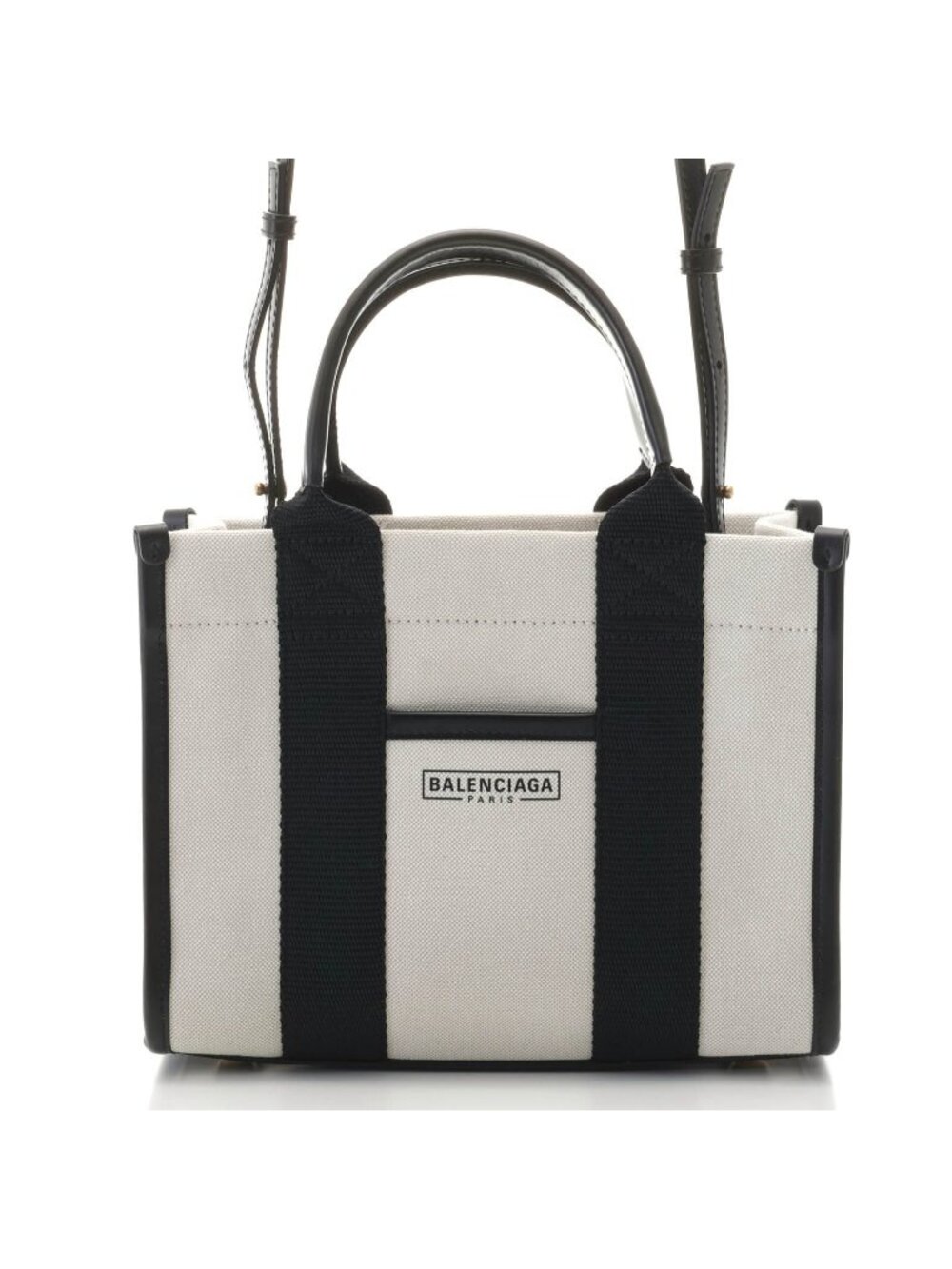 Balenciaga Tote Bag XS White Black Canvas Leather